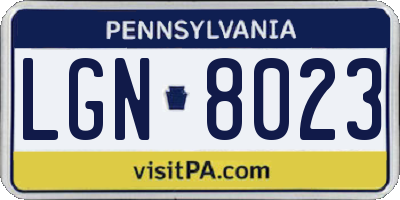 PA license plate LGN8023