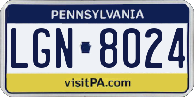 PA license plate LGN8024