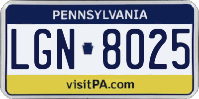 PA license plate LGN8025