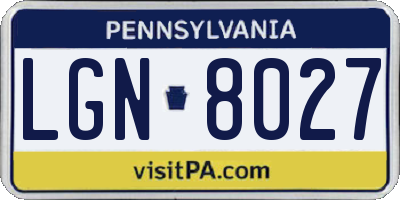 PA license plate LGN8027