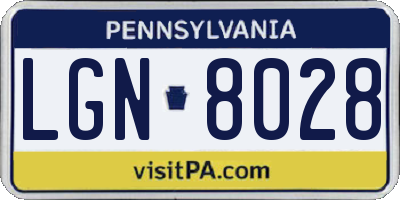 PA license plate LGN8028