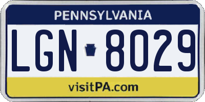 PA license plate LGN8029
