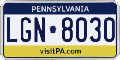 PA license plate LGN8030
