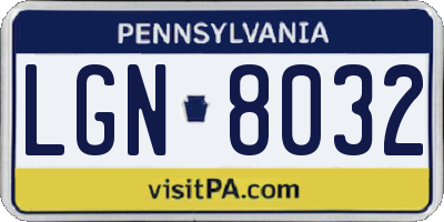 PA license plate LGN8032