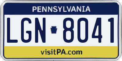 PA license plate LGN8041