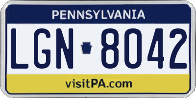 PA license plate LGN8042
