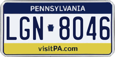 PA license plate LGN8046