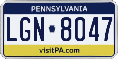 PA license plate LGN8047