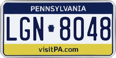 PA license plate LGN8048