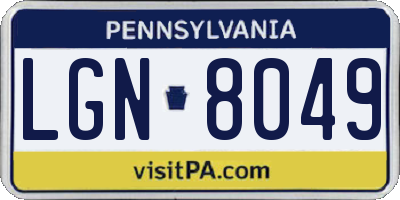 PA license plate LGN8049
