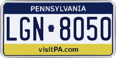 PA license plate LGN8050
