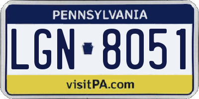 PA license plate LGN8051
