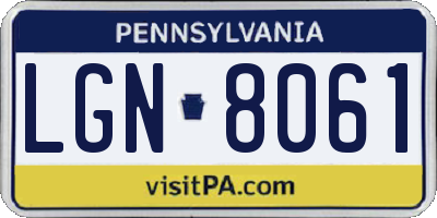 PA license plate LGN8061