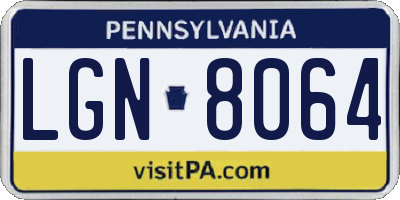 PA license plate LGN8064