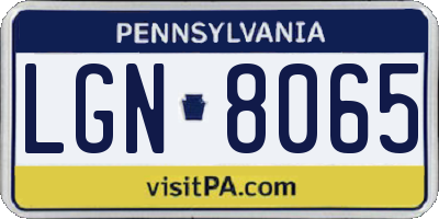 PA license plate LGN8065