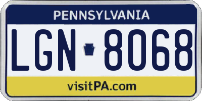 PA license plate LGN8068