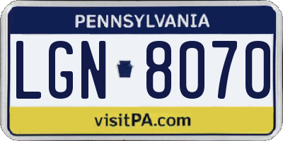 PA license plate LGN8070