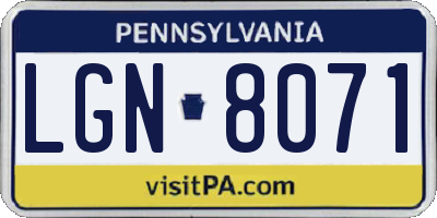 PA license plate LGN8071