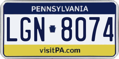 PA license plate LGN8074