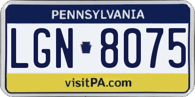 PA license plate LGN8075