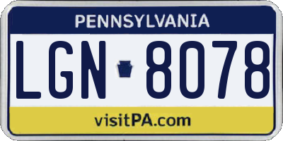 PA license plate LGN8078