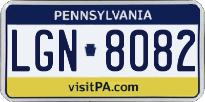 PA license plate LGN8082