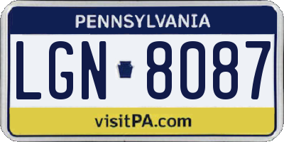 PA license plate LGN8087