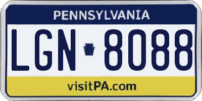 PA license plate LGN8088