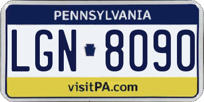 PA license plate LGN8090