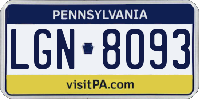 PA license plate LGN8093