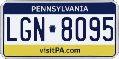 PA license plate LGN8095