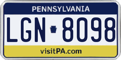 PA license plate LGN8098