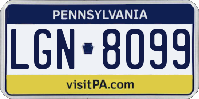 PA license plate LGN8099