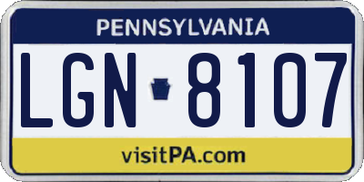 PA license plate LGN8107