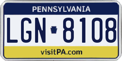 PA license plate LGN8108