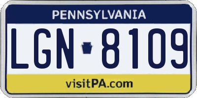 PA license plate LGN8109