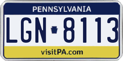 PA license plate LGN8113