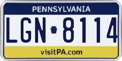PA license plate LGN8114