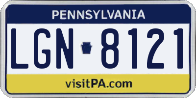 PA license plate LGN8121