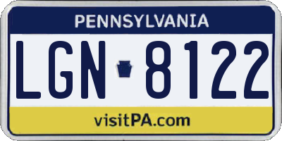 PA license plate LGN8122