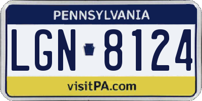 PA license plate LGN8124