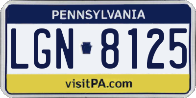 PA license plate LGN8125