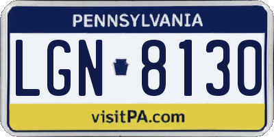 PA license plate LGN8130