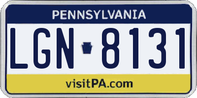 PA license plate LGN8131