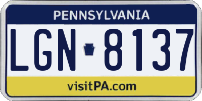 PA license plate LGN8137