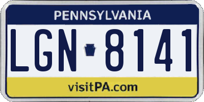 PA license plate LGN8141