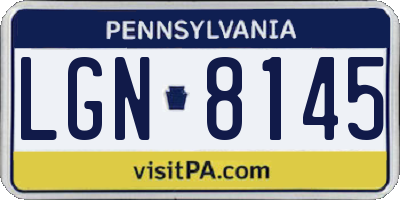 PA license plate LGN8145