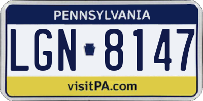 PA license plate LGN8147