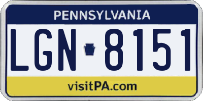 PA license plate LGN8151
