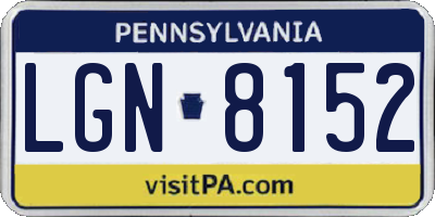 PA license plate LGN8152